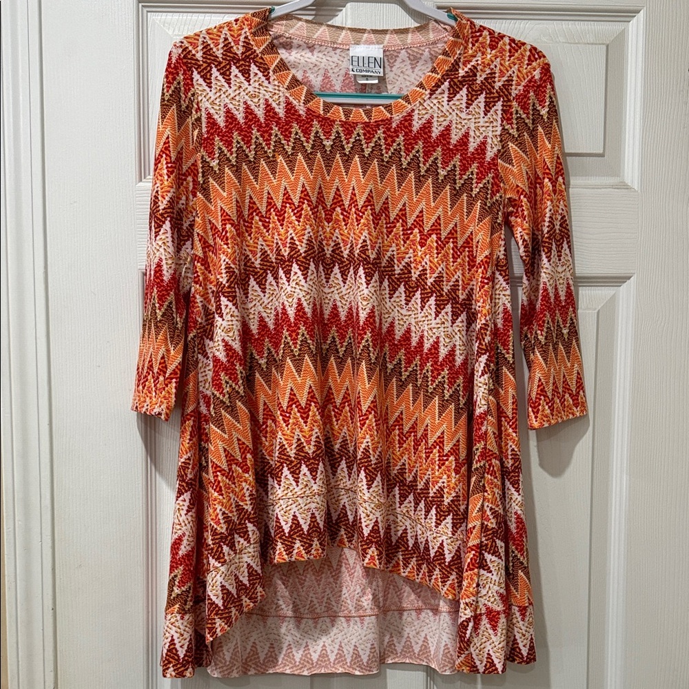 Ellen & Company Women's Multicolor Zigzag Tunic